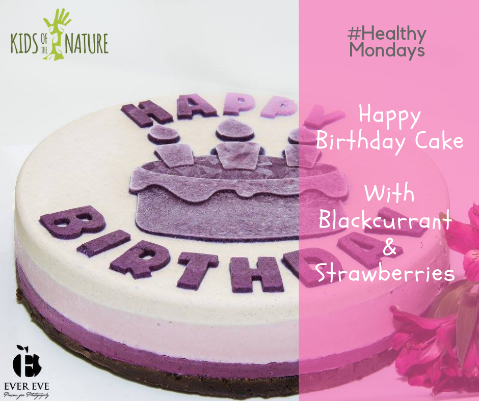 Recipe for Happy Birthday Raw Vegan Cake With Blackcurrant & Strawberries
