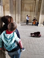 Enjoying street music, Paris, France